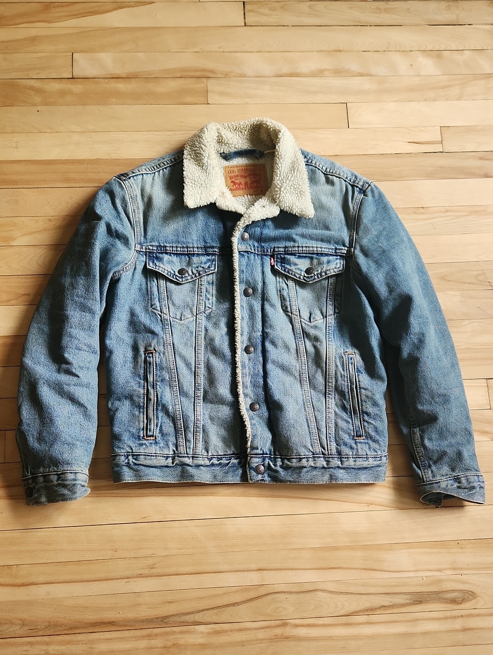 Levi's Light Blue Denim Jacket with Cream Sherpa Collar